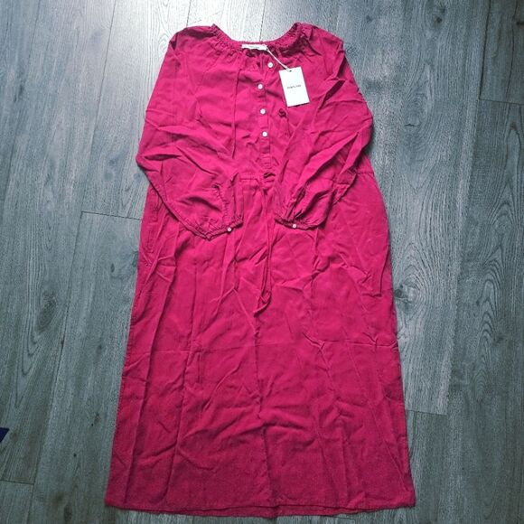 NWT EVERLANE The TENCEL™ Gathered Maxi Dress size S Hot Pink Fuchsia - Picture 2 of 10